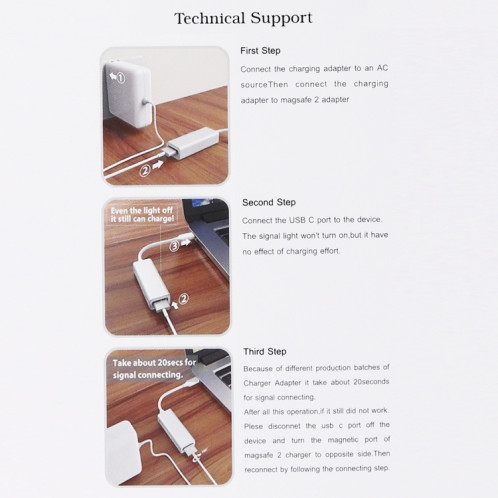 AnyWatt 5 broches MagSafe 2 magnétique T-Tip femelle vers USB-C / Type-C adaptateur de charge mâle pour MacBook Pro (Blanc) SH506W584-06