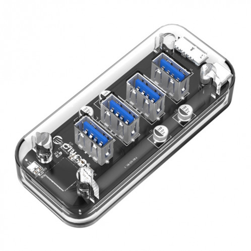 ORICO F4U 4 x ports USB 3.0 HUB de bureau pour transmission rapide 5 Gbps avec voyant bleu (transparent) SO520T1776-010