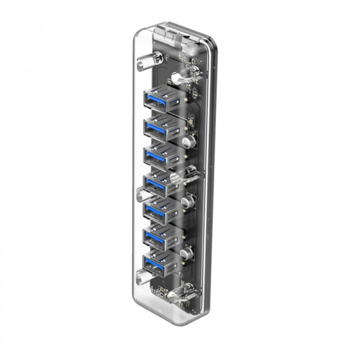 ORICO F7U 7 x ports USB 3.0 HUB de bureau à transmission rapide de 5 Gbps avec voyant bleu (transparent) SO521T463-011