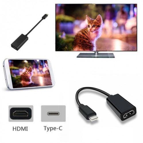 DNX-1 Mini Portable USB 3.1 Câble de Conversion USB-C / Type-C vers HDMI HD 4K (Noir) SH534B1161-07