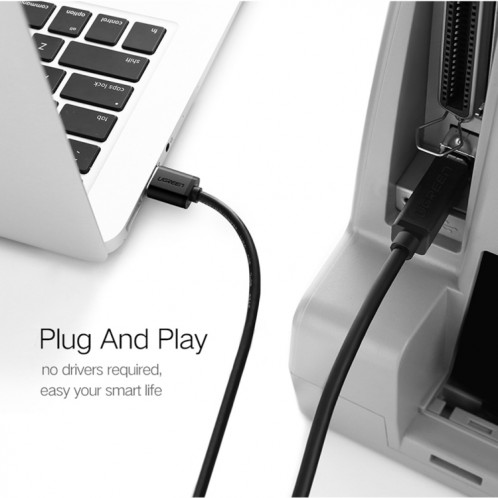 UGREEN Câble de données câble d'imprimante nickelé USB 2.0, pour Canon, Epson, HP, Longueur du câble: 1m SU65681020-08