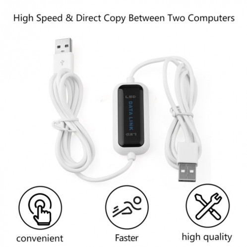 Câble de pont de transfert de fichiers direct net de liaison de données en ligne de PC à PC USB haute vitesse, longueur: 1,75 m SH65981513-07