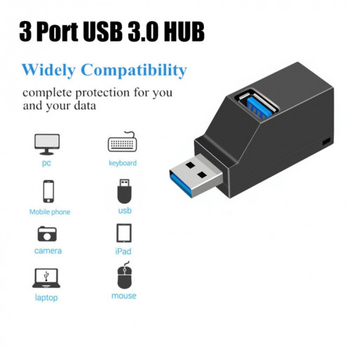 Mini portable 2 x USB 2.0 + 1 x USB 3.0 HUB avec cordon SH6600990-05