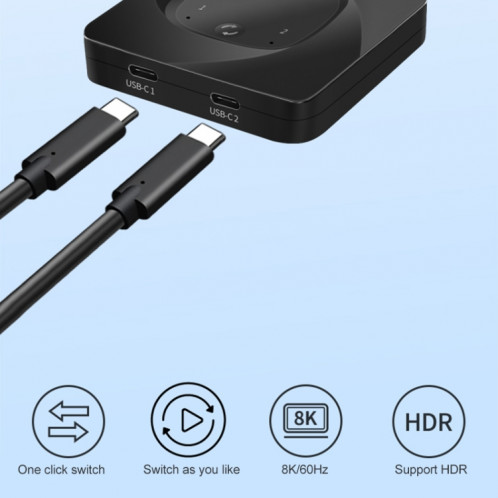 Le commutateur bidirectionnel complet USB-C / Type-C C-HD019 prend en charge l'affichage HD 8K SH6613192-07
