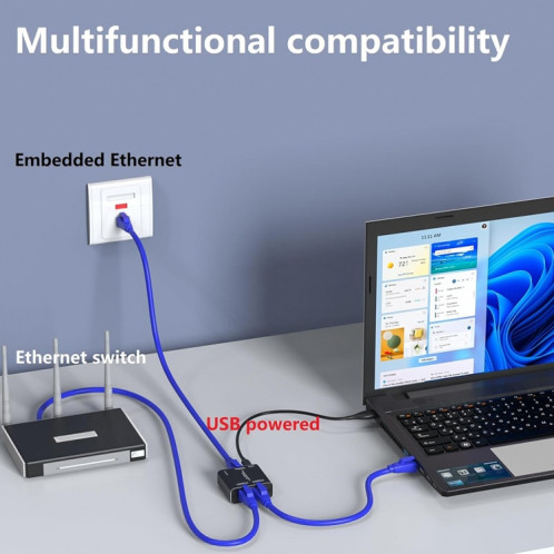 KC-E102 1000M LAN 1 à 2 adaptateur répartiteur RJ45 connecteur femelle réseau Ethernet SH66141185-07