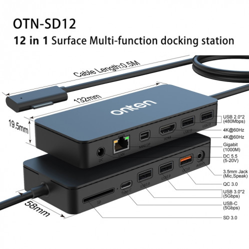 Onten SD12 pour station d'accueil multifonction Microsoft Surface 12 en 1 SO6616865-07