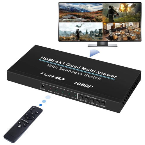 NEWKENG NK-C941 Full HD 1080P HDMI 4x1 Quad Multi-Viewer avec commutateur sans couture et télécommande, prise britannique SH622C604-09