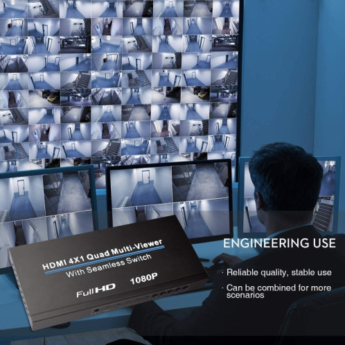 NEWKENG NK-C941 Full HD 1080P HDMI 4x1 Quad Multi-Viewer avec commutateur sans couture et télécommande, prise britannique SH622C604-09