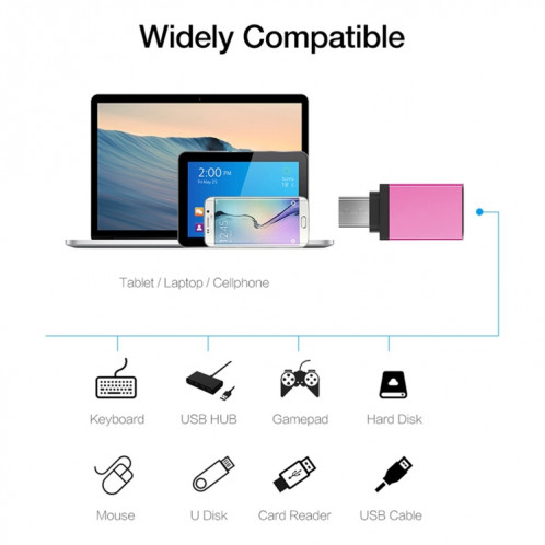 Alliage d'aluminium USB-C / Type-C 3.1 mâle vers USB 3.0 femelle adaptateur de données / chargeur, Adaptateur USB-C / Type-C 3.1 mâle vers USB 3.0 femelle en alliage d'aluminium (Magenta) SH660M1570-07