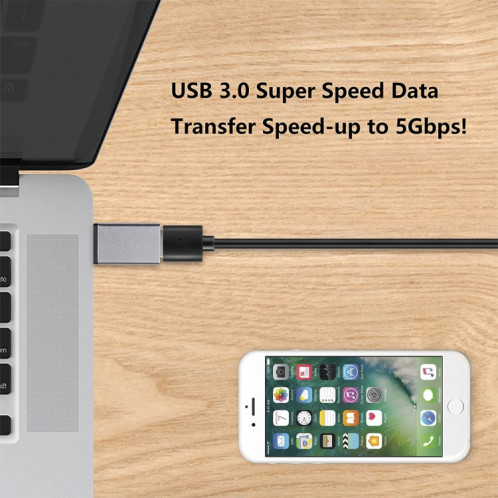 Alliage d'aluminium USB-C / Type-C 3.1 mâle vers USB 3.0 femelle adaptateur de données / chargeur, Adaptateur de données/chargeur USB-C / Type-C 3.1 mâle vers USB 3.0 femelle en alliage d'aluminium (argent) SH660S457-07