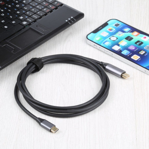 Câble d'adaptateur mâle USB-C / Type-C mâle à 4K 60Hz Mini DP Câble d'adaptateur, Longueur: 1,8 m SH6790378-06