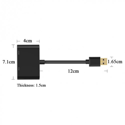 5201b 2 en 1 USB 3.0 à VGA + HDMI HD Video Converter (Noir) SH879B294-07