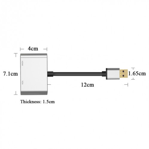 5201b 2 en 1 USB 3.0 à VGA + HDMI HD Video Converter (Argent) SH879S1587-07