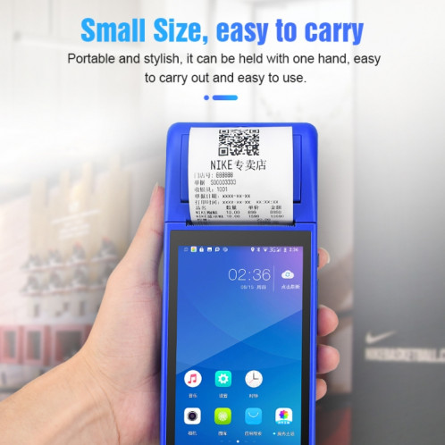 ZJ-6000 58mm PDA Handheld 5.5 pouces Code à barres Code bidimensionnel Android Smart Scan Code Caisse enregistreuse Machine d'impression thermique, Prise UE (Bleu) SH91EU1685-016