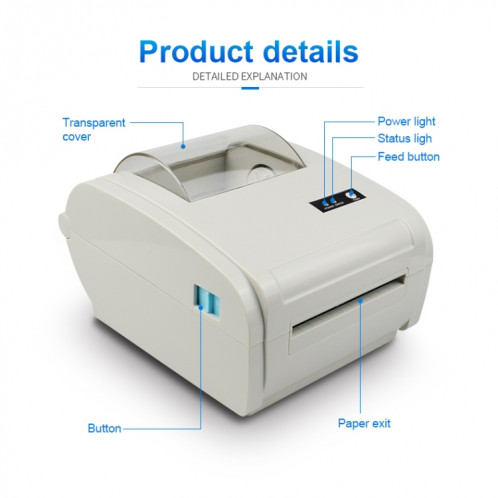 Imprimante thermique d'étiquettes de codes à barres de livraison express, prise EU (blanc) SH92EU336-016