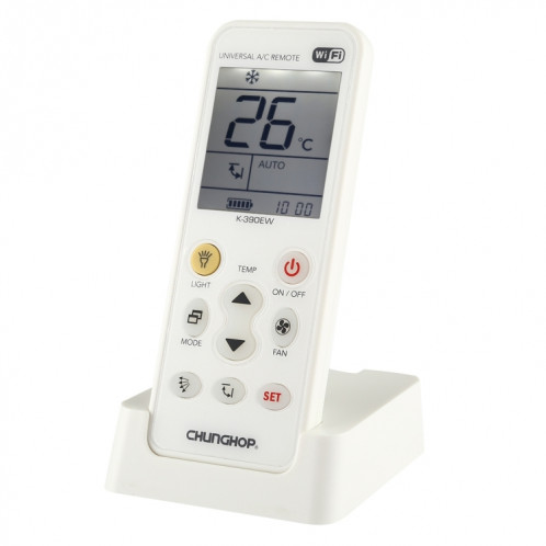 CHUNGHOP K-390EW WiFi climatiseur universel intelligent télécommande A / C avec rétro-éclairage et lumière LED et base, prise en charge du réseau 2G / 3G / 4G / WiFi, prise ue SC33EU1938-010