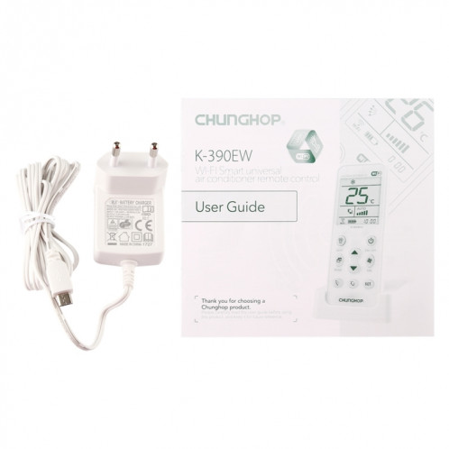 CHUNGHOP K-390EW WiFi climatiseur universel intelligent télécommande A / C avec rétro-éclairage et lumière LED et base, prise en charge du réseau 2G / 3G / 4G / WiFi, prise ue SC33EU1938-010