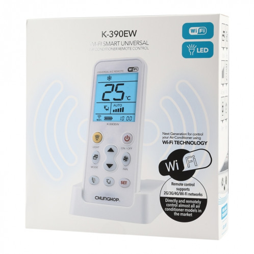 CHUNGHOP K-390EW WiFi climatiseur universel intelligent télécommande A / C avec rétro-éclairage et lumière LED et base, prise en charge du réseau 2G / 3G / 4G / WiFi, prise ue SC33EU1938-010