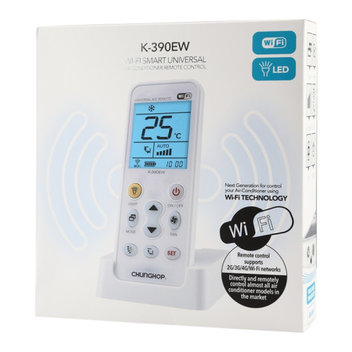 CHUNGHOP K-390EW WiFi Climatiseur Universel Intelligent Télécommande A / C avec rétro-éclairage et lumière LED et Base, prise en charge du réseau 2G / 3G / 4G / WiFi, prise américaine SC69331536-010