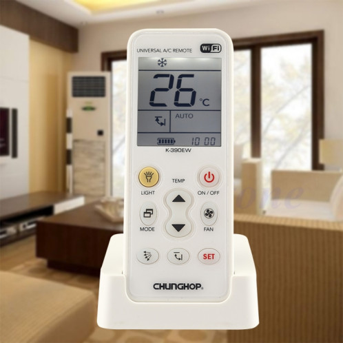 CHUNGHOP K-390EW WiFi Climatiseur Universel Intelligent Télécommande A / C avec rétro-éclairage et lumière LED et Base, prise en charge du réseau 2G / 3G / 4G / WiFi, prise américaine SC69331536-010