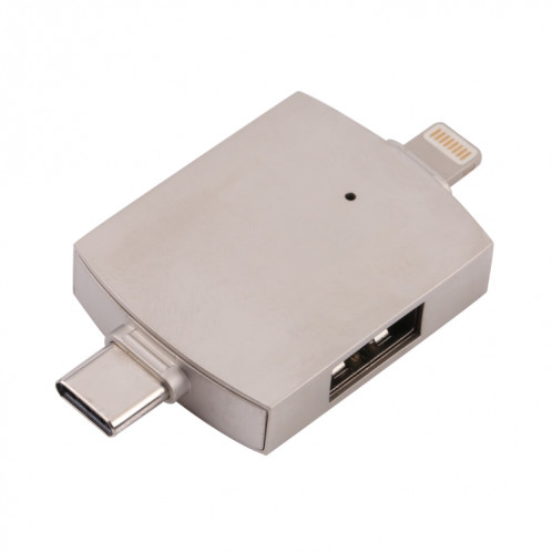 4 en 1 Type-C / USB-C + 8 broches + Adaptateur multifonction USB double avec fonction Dual OTG SH71331172-08