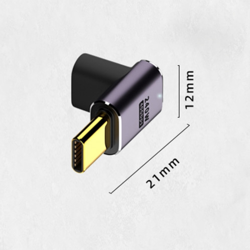 240W USB-C/Type-C Femelle vers USB-C/Type-C Mâle 40Gbps Up and Down Bend Adaptateur avec Lumière SH74951844-07