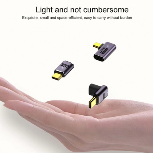 240W USB-C/Type-C Femelle vers USB-C/Type-C Mâle 40Gbps Up and Down Bend Adaptateur avec Lumière SH74951844-07