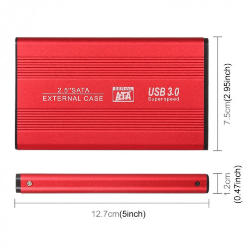 Richwell SATA R2-SATA-500GB 500GB 2.5 pouces USB3.0 Super Speed Interface Mobile Hard Drive Drive (Rouge) SR645R1489-011