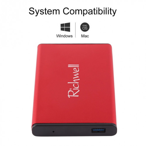 Richwell SATA R2-SATA-500GB 500GB 2.5 pouces USB3.0 Super Speed Interface Mobile Hard Drive Drive (Rouge) SR645R1489-011