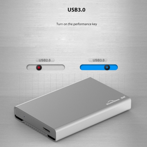 Blueendless U23Q SATA Boîtier de disque dur d'interface Micro B 2,5 pouces avec câble USB-C / Type-C vers USB 3.0, épaisseur du support: 1 cm ou moins SH76841433-014