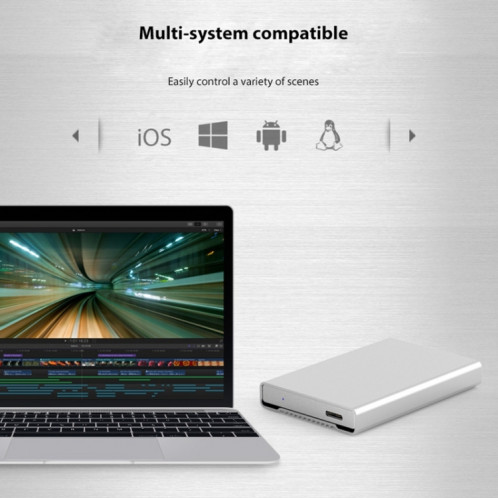 Blueendless U23Q SATA Boîtier de disque dur d'interface Micro B 2,5 pouces avec câble USB-C / Type-C vers USB 3.0, épaisseur du support: 1 cm ou moins SH76841433-014