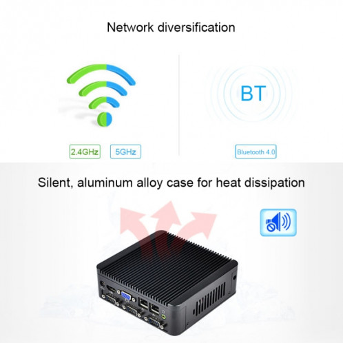 PC de contrôle industriel sans fanless avec 4 ports USB et port COM RS-232, 8 Go de RAM, N2920 Intel Celeron N2920 2.0GHz Quard Core, Support Bluetooth 4.0 & 2.4G / 5.0g Wifi Dual-Band (Noir) SH735B1292-09