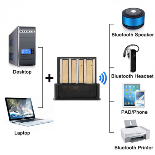 Ultra Mini Bluetooth 4.0 USB Dongle, Distance de transmission: 30m SH7850523-07