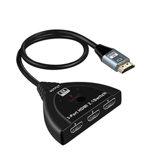 Boîte de sélection de sélecteur HDMI 8K à 3 ports avec câble en queue de cochon (noir) SH881B662-07