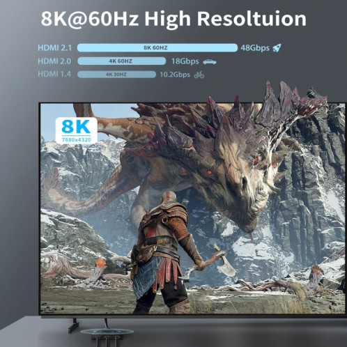 Boîte de sélection de sélecteur HDMI 8K à 3 ports avec câble en queue de cochon (noir) SH881B662-07