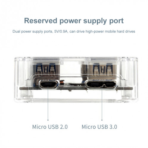 HUB Transparent carré de bureau multifonctionnel USB3.0 4 en 1 SH8019806-06