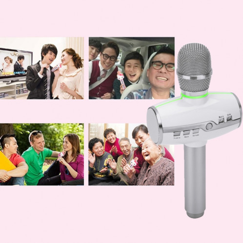H9 haute qualité sonore KTV Karaoke enregistrement coloré RVB néon lumières Bluetooth sans fil Microphone à condensateur, pour ordinateur portable, PC, haut-parleur, casque, iPad, iPhone, Galaxy, Huawei, Xiaomi, LG, SH026S1222-06