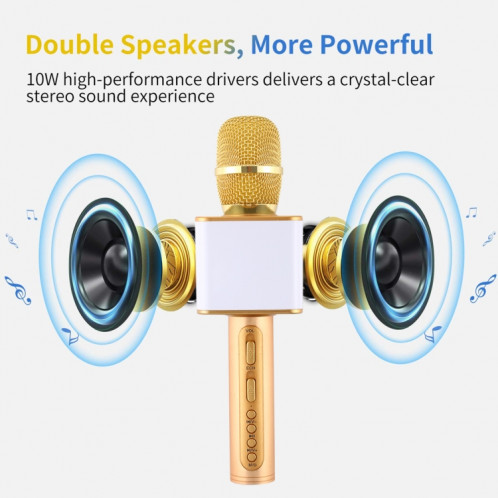 H11 Double Haut-parleurs Haute Qualité Sonore KTV Karaoke Enregistreur Bluetooth Microphone À Condensateur Sans Fil, Pour Ordinateur Portable, PC, Haut-Parleur, Casque, iPad, iPhone, Galaxy, Huawei, Xiaomi, LG, HTC et SH027J876-011