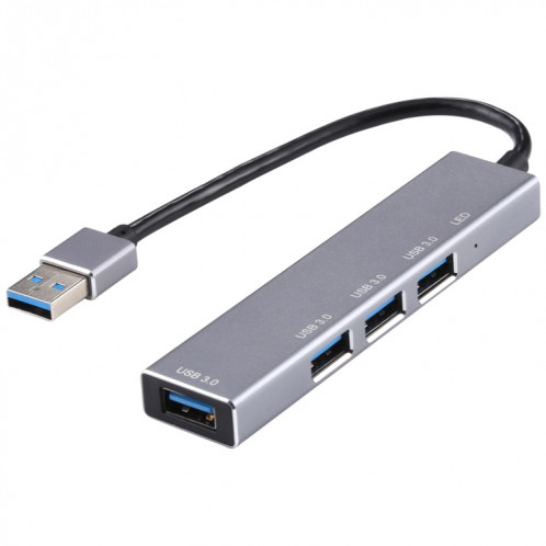 3019 4 x USB 3.0 vers USB 3.0 Adaptateur HUB en alliage d'aluminium avec indicateur LED (gris argenté) SH58SH1361-06