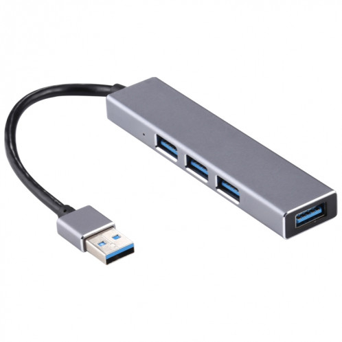 3019 4 x USB 3.0 vers USB 3.0 Adaptateur HUB en alliage d'aluminium avec indicateur LED (gris argenté) SH58SH1361-06
