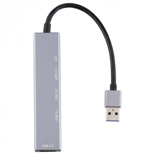 3019 4 x USB 3.0 vers USB 3.0 Adaptateur HUB en alliage d'aluminium avec indicateur LED (gris argenté) SH58SH1361-06
