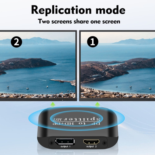 NK-W60 DP DisplayPort vers HDMI, répartiteur DP DisplayPort MST / SST commutateur de moniteur (noir) SH109B1280-09