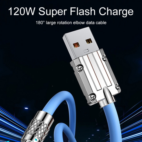 Mech Series 6A 120W USB vers Type-C Câble de charge rapide à prise métallique à 180 degrés, Longueur: 1,8 m (Orange) SH231E832-07