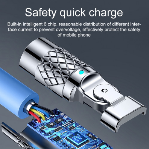 Mech Series 6A 120W USB vers Type-C Câble de charge rapide à prise métallique à 180 degrés, longueur: 1,8 m (noir) SH231B948-07