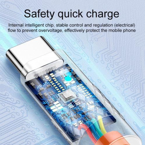 Mech Series 6A 120W USB vers USB-C / Type-C Câble de données de charge rapide en silicone avec prise métallique, Longueur: 1,2 m (Bleu) SH234L1384-07