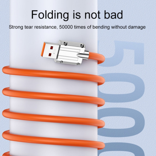 Mech Series 6A 120W USB vers USB-C / Type-C Câble de données de charge rapide en silicone à prise métallique, Longueur: 1,8 m (Orange) SH235E850-07