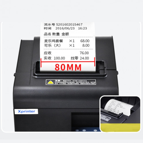 Imprimante de codes à barres à étalonnage automatique thermique Xprinter XP-N160II USB Port SX83521647-014