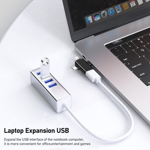 Adaptateur OTG multifonction 3 en 1 USB 3.0 à 8 broches + Micro USB + Interface USB-C / Type-C SH8369882-08