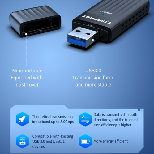 COMFAST CF-970 AX 3000 Mbps carte réseau sans fil double bande WiFi 6 adaptateur USB SC8403256-013
