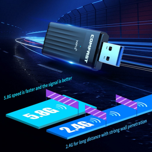 COMFAST CF-970 AX 3000 Mbps carte réseau sans fil double bande WiFi 6 adaptateur USB SC8403256-013